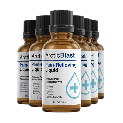 Six bottles of Arctic Blast™ topical formula displayed as a package set